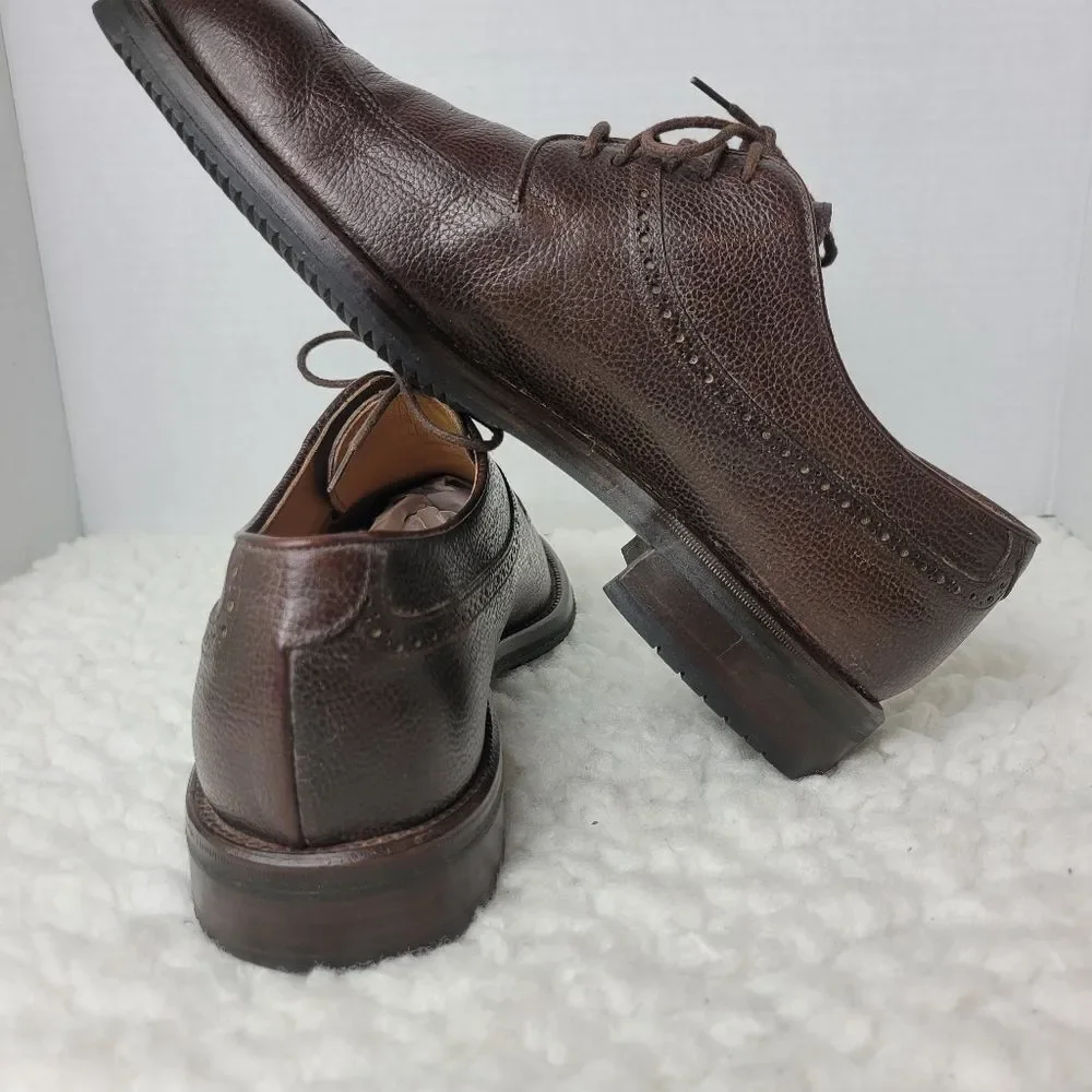 To Boot New York Mens Oxford Brown Shoes Size 8.5 Apron Split Toe Pebble Leather
